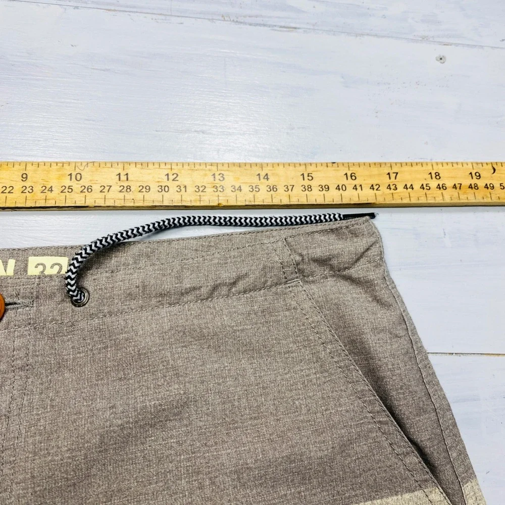 Katin Board Shorts Mens 32 Brown Tan Striped Surf Swim Trunks Pockets Beachwear